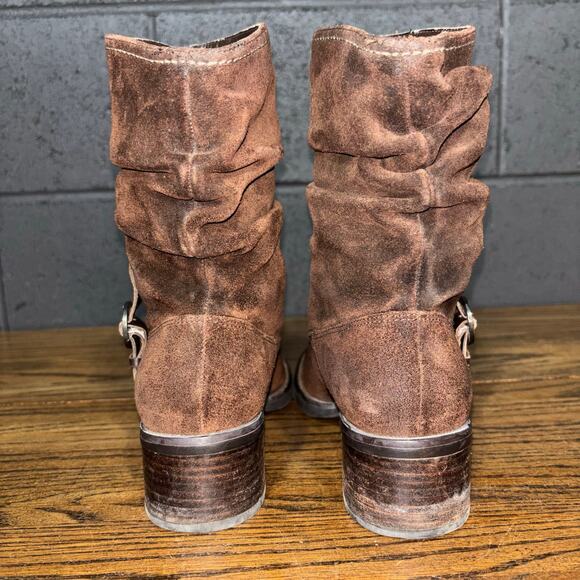 Rockport Women’s Brown Suede Slouch Ankle Boots 7.5 Buckle Low Heel Comfort - Picture 4 of 8